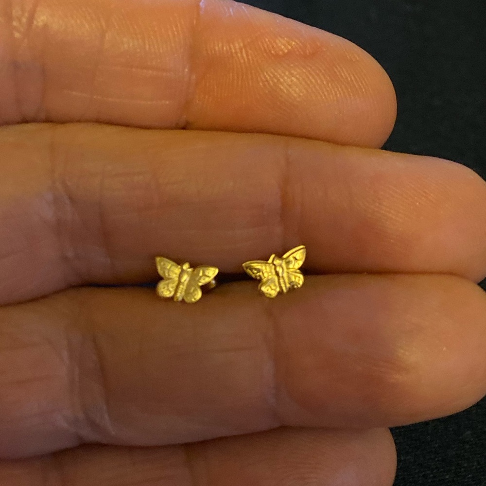 Gold baby butterfly post earrings